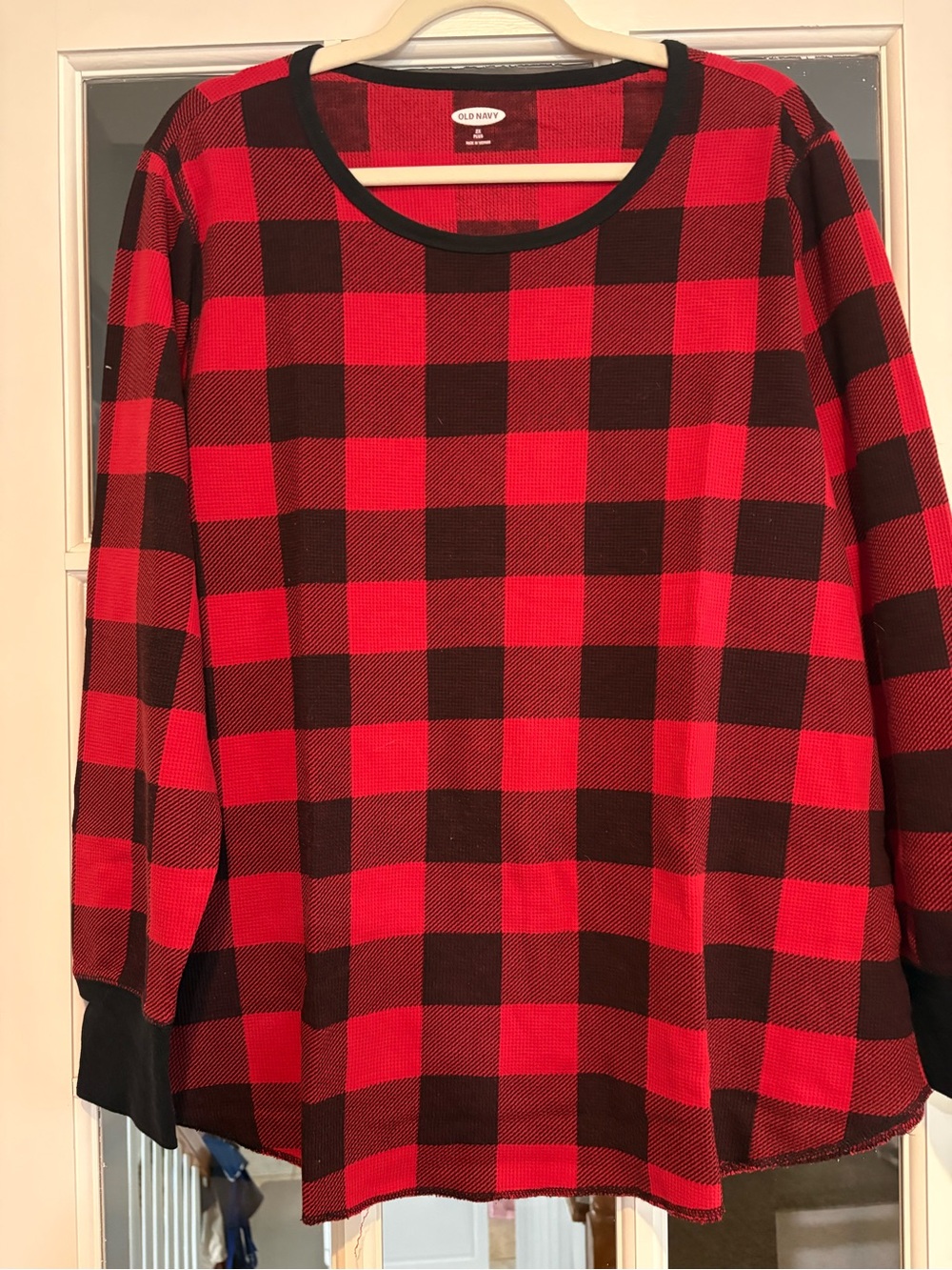 Old Navy Red & Black Buffalo Plaid Long Sleeve Top Thermal